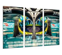 Set 3 posters decorativos para pared, Decoración Salón Modernos, Dormitorios, Habitación, impresión sobre madera con colgadores, Coche Formula 1 2024 Aston Martin AMR24, Fernando Alonso, (97 x 62 cm)