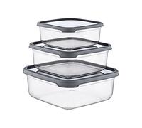 Set 3 recipientes herméticos para alimentos, de forma cuadrada 7house