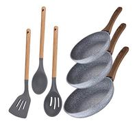 Set 3 Sartenes 22/24/26 + Set Utensilios, Daimiel, Aluminio Forjado, Inducción
