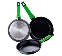San Ignacio Vitoria Set 3 Sartenes De 20-24-26cm, Antiadherentes, En Aluminio Forjado Negro Con Asideros En Silicona En Color, Aptos Para Inducción,