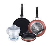 Set 3 sartenes san ignacio ø16/20/24 cm, aluminio prensado, aptas para inducción+exprimidor de 40w de potencia - capacidad de 1.2 litros