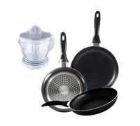 Set 3 sartenes san ignacio(16,20,24cm) aluminio prensado, apto para inducción+exprimidor de 40w de potencia - capacidad de 1.2 litros