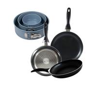 Set 3 sartenes san ignacio(16,20,24cm) aluminio prensado, apto para inducción+juego de 3 moldes de horno redondos ø12ø18ø22cm