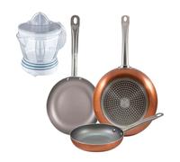 Set 3 sartenes san ignacio (18,22,26cm) aluminio prensado, aptas para inducción+exprimidor de 40w de potencia - capacidad de 1.2 litros 12 cm