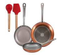 Set 3 sartenes san ignacio (18,22,26cm) aluminio prensado, aptas para inducción+juego de 2 utensilios de cocina de silicona