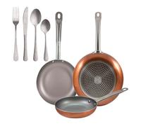 Set 3 sartenes san ignacio (18,22,26cm) aluminio prensado, aptas para inducción+set de 16 cubiertos en acero inoxidable