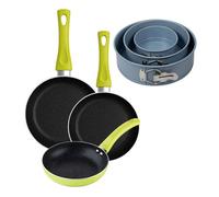 Set 3 sartenes san ignacio (20+24+28cm) aluminio prensado verde+juego de 3 moldes de horno redondos ø12ø18ø22cm 20 cm