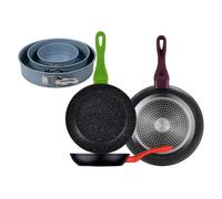 Set 3 sartenes san ignacio20/24/28 aluminio forjado, inducción+juego de 3 moldes de horno redondos ø12ø18ø22cm 20 cm