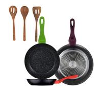 Set 3 sartenes san ignacio20/24/28 aluminio forjado, inducción+set 3pc utensilios cocina madera acacia