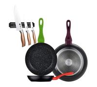 Set 3 sartenes san ignacio20/24/28 aluminio forjado, inducción+set de 3 cuchillos en acero inoxidable con soporte magnético de pared