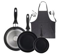 Set 3 sartenes Wellhome 16/20/24 aluminio prensado+Delantal de Cocina Gris oscuro 100% Algodón 75x80cm