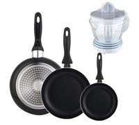Set 3 sartenes Wellhome 16/20/24 aluminio prensado+Exprimidor de 40W de Potencia - Capacidad de 1.2 Litros