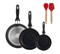 Set 3 sartenes wellhome 16/20/24 aluminio prensado+juego de 2 utensilios de cocina de silicona