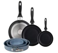 Set 3 sartenes Wellhome 16/20/24 aluminio prensado+Juego de 3 moldes de horno redondos Ø12Ø18Ø22cm