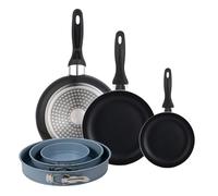 Set 3 sartenes Wellhome 16/20/24 aluminio prensado+Juego de 3 moldes de horno redondos Ø12Ø18Ø22cm