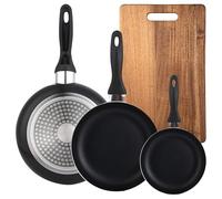 Set 3 sartenes Wellhome 16/20/24 aluminio prensado+Tabla de cortar 40,3x25,2x2,5cm de madera de acacia