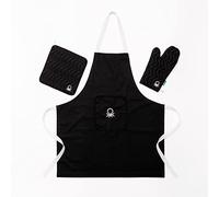 SET 3PC DELANTAL ( DELANTAL + MANOPLA + AGARRADOR) 75X85CM 100% ALGODÓN 190GSM NEGRO BLACK & WHITE