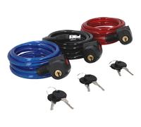 Set 3x Fischer Candado de Cable Espiral 180 cm 8 mm con 6 Llaves E-Bike