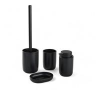 Set 4 Access, SDB, Vaso, Dispensador de jabón, Cepillo WC Negro, 12,7x7,3 cm
