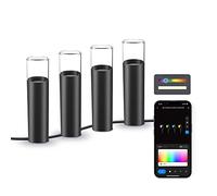 Set 4 balizas outdoor SmartLED Ksix, WiFi + APP incluida, 12W, 200 lúmenes, RGBWIC, IP65, Ampliable, Estacas incluidas