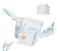 Relaxdays Pack 4 Bidones Plegables, Garrafas Agua Cuadradas, Grifo y Asa, de 10 litros, sin BPA, Transparente/Naranja