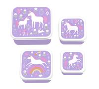 Set 4 Cajas Snack Unicornios - Contenedores infantiles apilables - A Little Lovely Company - Organización mágica para el cole