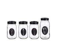 Set 4 cuberteros vidrio con tapa metal colección VIVALTO