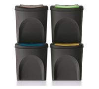 Set de 4 cubos de basura KEDEN SORTIBOX 100% plástico reciclado negro, volumen 4x25L