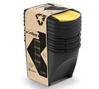 Set de 4 cubos de basura KEDEN SORTIBOX 100% plástico reciclado negro, volumen 4x25L