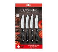 3 Claveles SET 4 CUCHILLOS CHULETEROS DE ACERO INOXIDABLE CON MANGO DE MADERA DE WENGUE EOS 11,5 cm - 4,5" E 3C