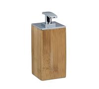 Set 4 Dispensadores Jabón, Dosificador Loción 225 ml, Recipiente Bambú, Crema, Champú, Lavavajillas, 17x7x7cm, Natural