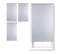 Set 4 Estores Opacos Térmicos Enrollables 90x160 cm, Cortinas Aluminio y Plástico Sin Perforar, Tela 86 cm Ancho, Blanco