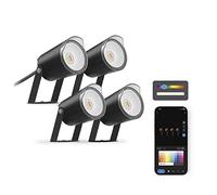Set 4 focos outdoor SmartLED Ksix, WiFi + APP incluida, 18W, 900 lúmenes, RGBWIC, IP65, Ampliable, Estacas incluidas