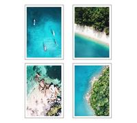 Set 4 Láminas A4 Decorativas Pared para Cuadros Decoración Salón Modernos, Dormitorios, Habitación, SIN Marco, paisaje, playa, naturaleza, (29,7 x 21 cm)