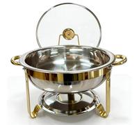 Set 4 Ollas Redondas de Acero Inoxidable 201 Color Dorado, Batería de Cocina Elegante para Hogar y Hostelería, Cacerolas Resistentes