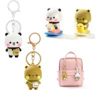 Set 4 Piezas Bubu Dudu Llavero - Bubu y Dudu Colgante Llaves con Decoración Coche, Figura Salpicadero, Llavero Kawaii para Bolso, Mochila, Escritorio y Regalo