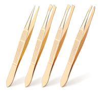 Set 4 Pinzas de Depilar Cejas Profesionales Acero Inoxidable Kit Precisión Diseño Texturizado Antideslizante Vello Facial Hombre Mujer Dorado