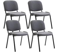 Set 4 Sedie Ufficio Visitatore Ken Imbottite In Tessuto grigio