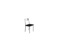 MOMMA HOME Set de 4 Sillas - Modelo PAMIS - Color Plata/Negro - Material Metal/Ecopiel - Medidas 41 x 47 x 86 cm