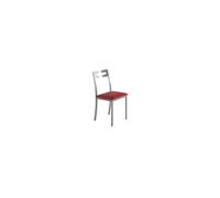 MOMMA HOME Set de 4 Sillas - Modelo PAMIS - Color Plata/Rojo - Material Metal/Ecopiel - Medidas 41 x 47 x 86 cm