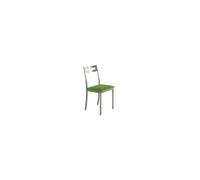 MOMMA HOME Set de 4 Sillas - Modelo PAMIS - Color Plata/Verde - Material Metal/Ecopiel - Medidas 41 x 47 x 86 cm