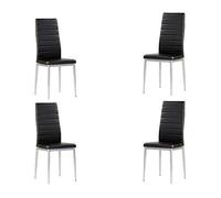 MOMMA HOME Set de 4 Sillas - Modelo Rene - Color Negro/Plata - Material Ecopiel/Metal - Medidas 41 x 47 x 98 cm