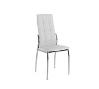 MOMMA HOME Set de 4 Sillas - Modelo Cami - Color Blanca/Plata - Material Ecopiel/Metal Cromado - Medidas 46 x 54 x 101 cm