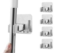 Set 4 Soporte Escobas - Colgadores Escoba y Fregonas Adhesivo Adecuado para colgar escobas y fregonas en restaurante cocina baño y garaje (Plata)