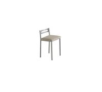MOMMA HOME Taburetes Altos de Cocina - Pack 4 Taburetes de Cocina, Banquetas, Taburete Bar, Material Metal/Ecopiel, Color Plata/Beige, Modelo MOLI, Medidas 34x34x65cm