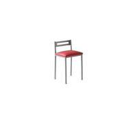 MOMMA HOME Taburetes Altos de Cocina - Pack 4 Taburetes de Cocina, Banquetas, Taburete Bar, Material Metal/Ecopiel, Color Plata/Rojo, Modelo MOLI, Medidas 34x34x65cm