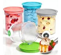 Set 4 Tarrinas Swirl 480 ml - Compatible NC700/NC701 - Helado, Gelato, Smoothies y Soft-Serve - Tapas de Colores, Creatividad y Fácil Limpieza