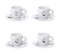 Juego de 4 tazas de espresso bialetti carousel porcelana 4x 50 ml blanco