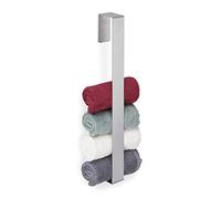 Set 4 Toalleros Baño Autoadhesivos, Soporte Toalla Acero Inoxidable, para Pared, 45 x 4 x 6 cm, sin Taladro, Plateado
