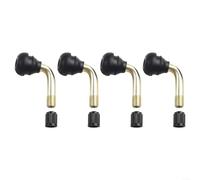 Set 4 Válvulas Goma Doradas para ruedas Disco Tubeless Set 4(4PCS PVR70) | Inclinación 90 grados, ideal llantas disco, para acceso bomba aire, para compacto, negro y oro